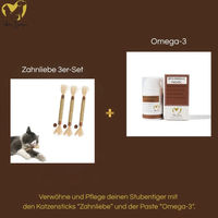 Produktbild von Pfoten-Boutique Zahnliebe Katzenzahnpflege plus Omega-3 für gesundes Fell 3er-Set