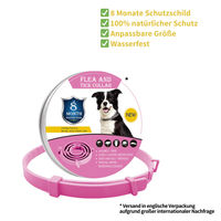 Produktbild von Pfoten-Boutique Zecken Stopp Halsband gegen Zecken und Flöhe Pink für Hunde aller Altersstufen und Größen