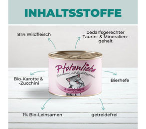 Pfotenliebe Bio Wild Pastete Getreidefrei für Katzen 6x100g – Bild 1 von 2