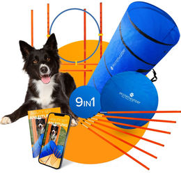 PfotenWunder 9-in-1 Agility Set für Hunde mit Slalomstangen und Tunnel zum Training und Sport – Bild 1 von 13