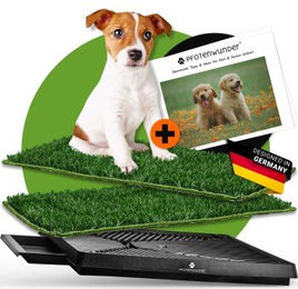 PfotenWunder Hundetoilette für Hunde inklusive 2 Easy-Wash-Rasen und Anleitung, 63x51cm, Kunststoff, Schwarz-Grün – Bild 1 von 13
