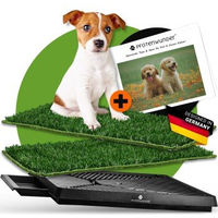Produktbild von PfotenWunder Hundetoilette für Hunde inklusive 2 Easy-Wash-Rasen und Anleitung, 63x51cm, Kunststoff, Schwarz-Grün