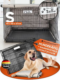 PfotenWunder Hundetransportbox aus Draht mit Abdeckung und Bodenschale Grau Größe S – Bild 1 von 8