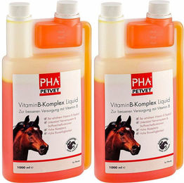 Produktbild von PHA Vitamin-B-Komplex Liquid Nahrungsergänzung für Pferde zur Unterstützung von Nervensystem und Stoffwechselfunktionen 2000ml