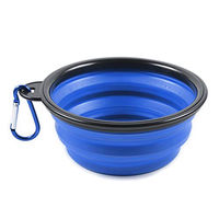 Produktbild von PhoneNatic Faltbarer Silikon-Reisenapf für Hunde und Katzen in Blau mit Karabiner 350 ml - 350 ml
