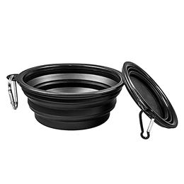 PhoneNatic Faltbarer Silikon-Reisenapf für Hunde und Katzen in Schwarz mit Karabiner XL 1000 ml - 1 l – Bild 1 von 5
