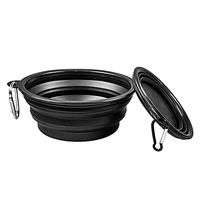 Produktbild von PhoneNatic Faltbarer Silikon-Reisenapf für Hunde und Katzen in Schwarz mit Karabiner XL 1000 ml - 1 l