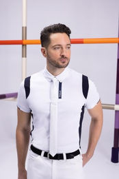 Pikeur Competition Turniershirt für Herren in Weiß und Navy aus Polyamid – Bild 1 von 3