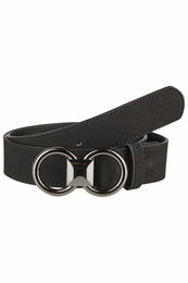 Produktbild von Pikeur Damen Sportgürtel Pi Glossy FS25 aus Kunstleder in Schwarz-Gold