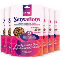 Produktbild von PINK Crunchy Crunch Katzenleckerlis mit Hühnchengeschmack für alle Altersstufen 6 x 100 g