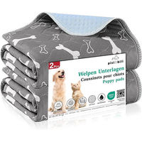 Produktbild von Pisi & Bili Hundematte für Welpen und Katzen, 2er Set wiederverwendbare Urinunterlagen aus wasserdichtem Polyester, Grau