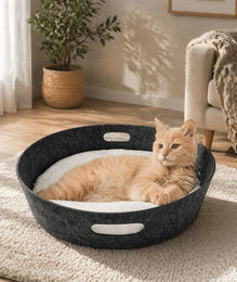 Pisi & Bili Katzenhaus und Katzenkorb aus Filz als Tierbett für Katzen und Hunde in Grau – Bild 1 von 4