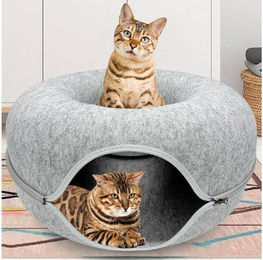 Pisi & Bili Katzenhöhle aus Filz als gemütliches Katzenbett für erwachsene Katzen in Grau – Bild 1 von 4