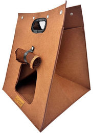 Pisi & Bili Transporttasche für Katzen aus kratzfestem Filz mit Ledergriff in Braun – Bild 1 von 4