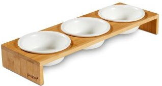 PIUPET 3er Set Katzennapf aus Keramik mit Bambus-Napferhöhung 250ml - 3 x 250 ml – Bild 1 von 9