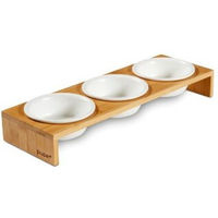 Produktbild von PIUPET 3er Set Katzennapf aus Keramik mit Bambus-Napferhöhung 250ml - 3 x 250 ml
