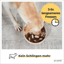 PiuPet Antischlingnapf Slow Feeder für Hunde aus Bambus und recyceltem Kunststoff Beige Groß - 0,8 l – Bild 1 von 13