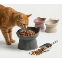 Produktbild von PIUPET Erhöhter Katzennapf Grau Ergonomischer Futternapf aus Bambusfasern für alle Altersstufen