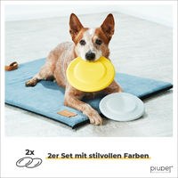 Produktbild von PiuPet Frisbee Hundespielzeug aus Naturkautschuk 2er-Set Grau und Gelb 22cm Durchmesser
