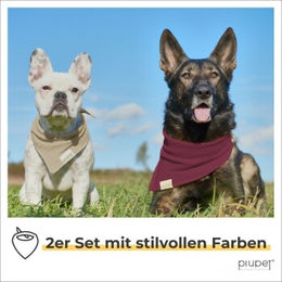 PIUPET Hundehalstuch-Set aus Baumwolle in Beige und Rot Größe S für erwachsene Hunde – Bild 1 von 4