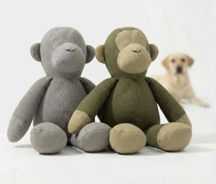 PIUPET Hundespielzeug Affe XXL Quietschspielzeug aus Baumwolle Grau Grün Beige – Bild 1 von 10