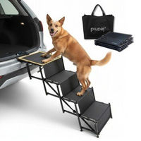 Produktbild von PiuPet Hundetreppe aus Kunststoff, wasserabweisend, Schwarz, für alle Altersstufen und Größen