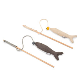 Produktbild von PiuPet Katzenangel 2er Set mit Katzenminze und Plüsch nachfüllbar buntes Katzenspielzeug