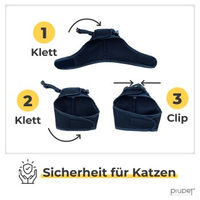 Produktbild von PIUPET Katzengeschirr Fritz mit 1,2m Leine ausbruchsicher Schwarz Größe S - 1,2 m