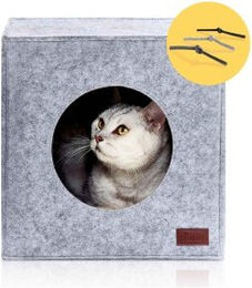 PiuPet Katzenhöhle aus Filz mit Kissen XXL Grau für erwachsene Katzen – Bild 1 von 11