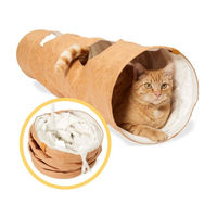 Produktbild von PiuPet Katzenhöhle XXL Spieltunnel aus Polyester für alle Katzen und Kitten in Braun Weiß Beige - 1 Stk.