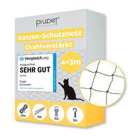 Produktbild von PiuPet Katzennetz drahtverstärkt für Balkon und Fenster grün 4 x 3 m