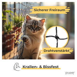 PiuPet Katzennetz drahtverstärkt schwarz 4 x 3 m für Balkon und Fenster – Bild 1 von 5