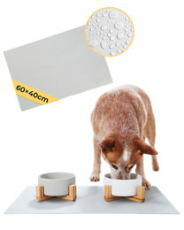 PiuPet Napfunterlage aus Silikon für Hund und Katze grau 60x40cm wasserabweisend und rutschfest - 1 Stk. – Bild 1 von 7