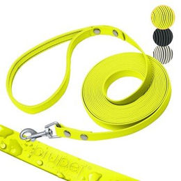 PIUPET Schleppleine für Hunde aus Biothane wasserabweisend Gelb 5m - 5 m – Bild 1 von 7