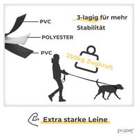 Produktbild von PIUPET Schleppleine für Hunde aus Biothane wasserabweisend Schwarz 20 m - 20 m