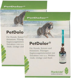 Produktbild von PlantaVet PetDolor Gelenk-Supplement für Tiere als flüssiges Nahrungsergänzungsmittel zur Unterstützung von Gelenken und Knochen 100 ml