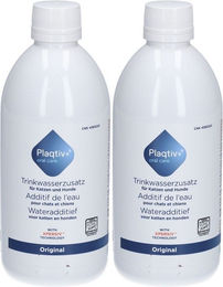 Produktbild von Plaqtiv+ Trinkwasserzusatz zur Zahnpflege für Hunde und Katzen 500 ml