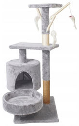 Platan Sofa Kratzbaum für Katzen Grau 88 cm mit 4 Ebenen Höhle und Spielzeug aus Sisal und Plüsch – Bild 1 von 2