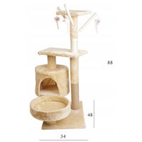 Produktbild von Platan Sofa Kratzbaum für Katzen in Beige mit 5 Ebenen, Höhle und Spielzeug, 88 cm