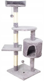 Platan Sofa Kratzbaum für Katzen in Grau mit 112 cm Höhe, 5 Ebenen, Kuschelhöhle und Sisal-Elementen – Bild 1 von 6