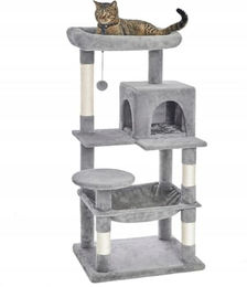 Platan Sofa Kratzbaum XXL Grau 143 cm mit 5 Ebenen, Höhle und Hängematte für Katzen – Bild 1 von 5