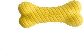 Playology Hundespielzeug Dual Layer Bone mit Hühnerduft, gelber Kauspielzeug-Knochen aus Gummi für mittelgroße Hunde – Bild 1 von 2
