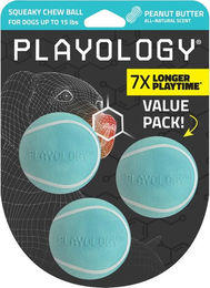 Playology Squeaky Chew Ball Hund Spielzeug Erdnussbutter 3 Stück Small – Bild 1 von 1