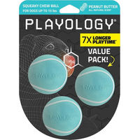 Produktbild von Playology Squeaky Chew Ball Hund Spielzeug Erdnussbutter 3 Stück Small
