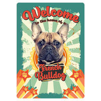 Produktbild von Plenty Gifts Blechschild French Bulldog Home of a French Bulldog Retro Vintage Design 210x148mm