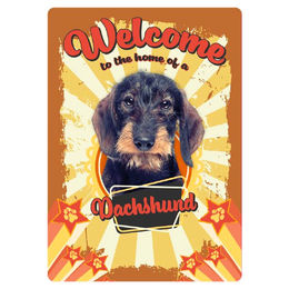 Plenty Gifts Blechschild Welcome to the Home of a Dachshund Dekoratives Hundeschild aus Metall 14,8x21cm – Bild 1 von 3