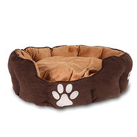 Produktbild von Pocky Pet Hundebett aus Plüsch in Braun Größe M 62x52cm mit herausnehmbarem Kissen