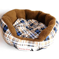 Produktbild von Pocky-Pet Hundekissen blau-braun kariert aus Stoff 75x75x16 cm