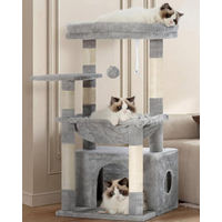Produktbild von PolkaHome Katzenkratzbaum mit großer Katzenhöhle und Sisal-Kratzstämmen in Grau HCT008SW