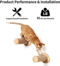 PolkaHome Kratzbaum für Katzen 2er-Set aus Holz und Sisal zur Wandmontage in Beige – Bild 1 von 4